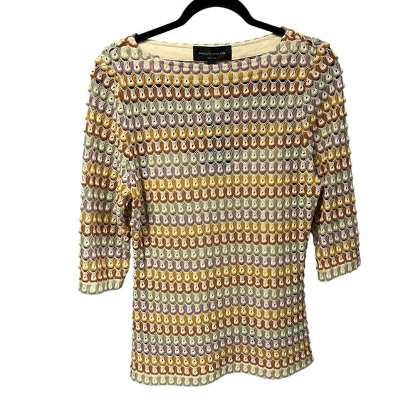 NWT Hilton Hollis Lilac Combo Crochet Textured Knit Top Womens Size Medium - Picture 2 of 8